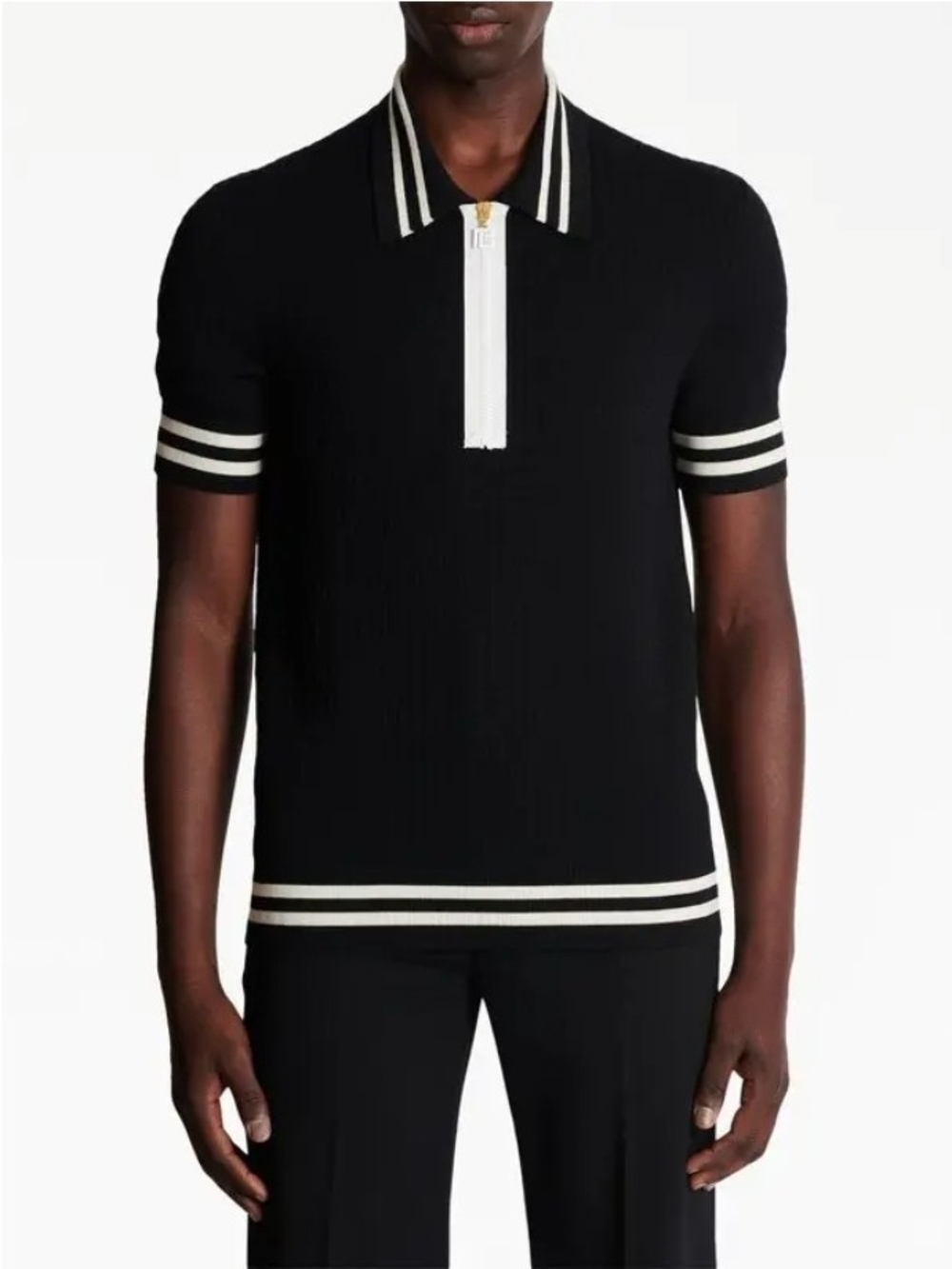 Balmain Monogram Knit Polo Shirt